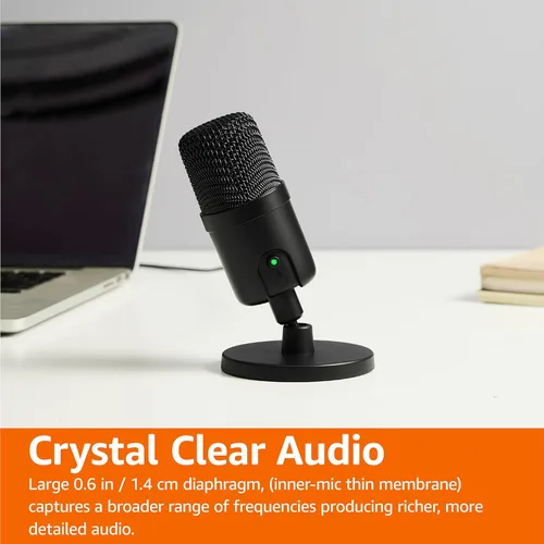 Vista 6 de Amazon Basics Micrófono USB de condensador para transmisión, grabación y podcast en PC, plug and play, captación cardioide, soporte ajustable