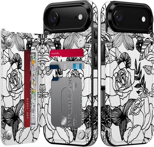 Vista 65 de FUNMIKO Funda tipo cartera para iPhone 15 con tarjetero + clip para efectivo, bloqueo RFID, protección contra caídas de grado militar y obras