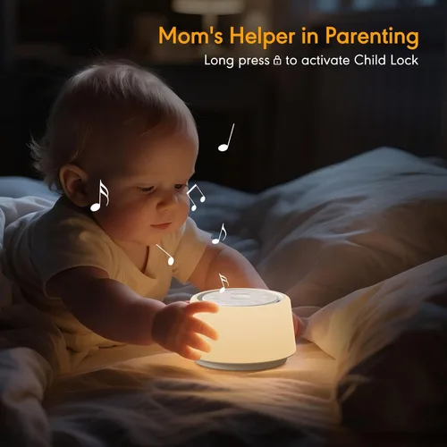Vista 13 de Máquina de ruido blanco con luz nocturna, 30 sonidos relajantes, máquina de sonido portátil para bebés y adultos, luz nocturna de 10 colores, 5
