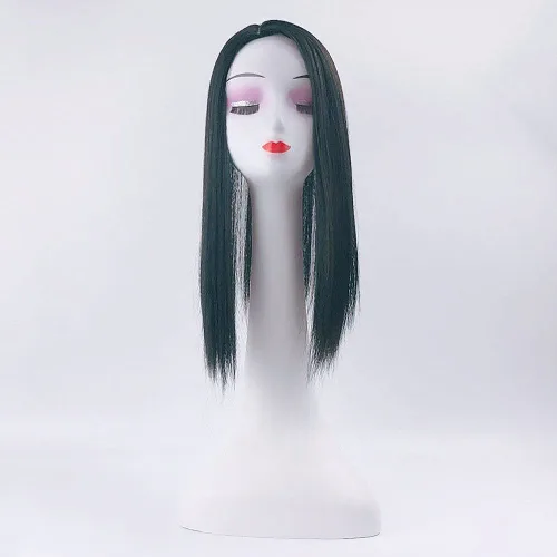 Vista 3 de YYDS Nature - Peluca de cabello sintético de mezcla recta, 18 pulgadas, con base de encaje, con clip, peluca de cabeza completa