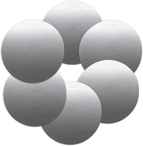 Vista 11 de Juego de 4 manteles individuales redondos, color gris y blanco, color degradado, lavables, tejido gradual, manteles individuales trenzados