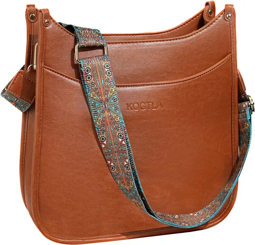 Vista 7 de KOGTLA Hobo Crossbody Leather Bags with Guitar Strap for Women