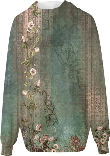Vista 2 de FlekmanArt Sudaderas con capucha de manga larga para mujer, con bolsillos, media cremallera, para otoño e invierno