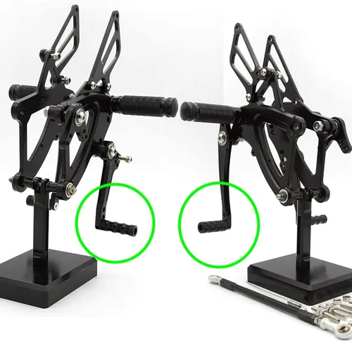 Vista 5 de Estriberas de freno para palanca de cambios de motocicleta con agujero de 0.236 in, pedal universal para retrasos, color negro