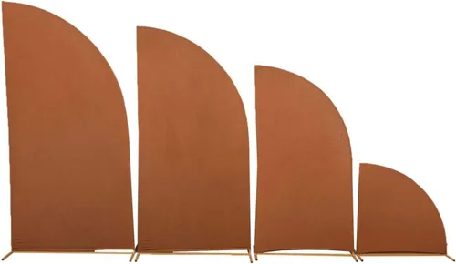 Vista 202 de Efavormart - Juego de 4 fundas de elastano beige para arco de media luna, fundas de telón de fondo Chiara de 2.5 pies a 7 pies para escenarios