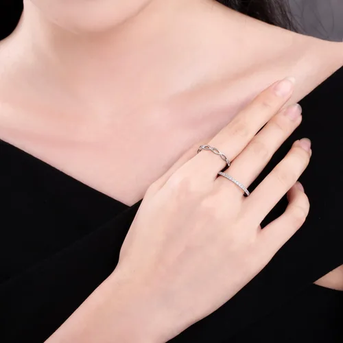 Vista 5 de EAMTI Anillo de Plata de Ley 925 con Nudo Celta Simple Criss Cross Infinito Banda de Boda para Mujer Talla 3-13 Nudo plateado