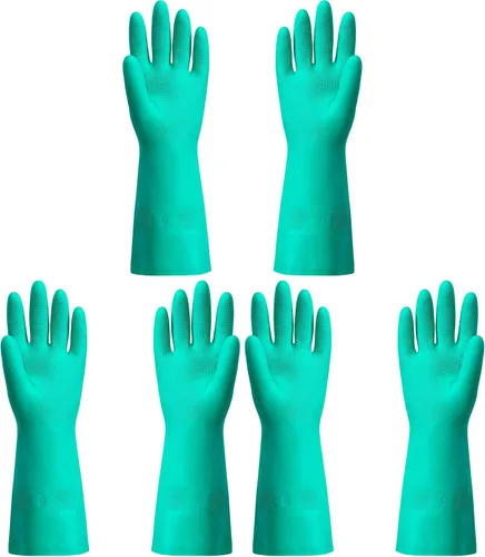 Vista 6 de ThxToms guantes de nitrilo para el hogar, resistentes al aceite, ácido, alcalinos y solventes 15mil,Reusable Heavy Duty Diswashing Gloves, Resist