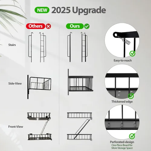 Vista 5 de SweetSage Estante de Pared para Salida de Emergencia - Estante Decorativo de Escalera de Nueva York, Estante Flotante de Arte de Pared en Metal Negro