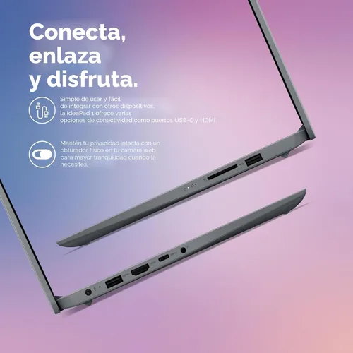 Vista 6 de Lenovo IdeaPad Computadora portátil – 8 GB de RAM – 256 GB de almacenamiento SSD – Intel Core – Microsoft Office para la Web Carga rápida, cámara