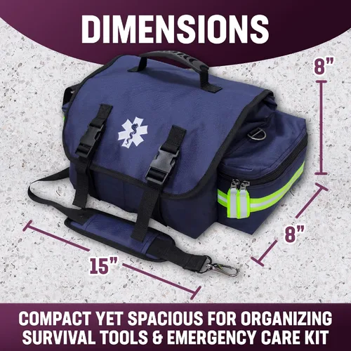 Vista 3 de Kemp USA EMT First Responder Trauma Bag Azul Marino Primeros Auxilios Supervivencia Equipo Médico Organizador de Equipo de Alta Visibilidad