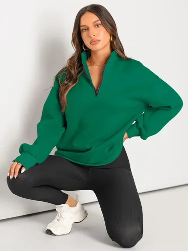 Vista 5 de Trendy Queen Womens Oversized Sweatshirts Hoodies Half Zip Pullover Fall Fashion Outfits 2024 Y2k Clothes
