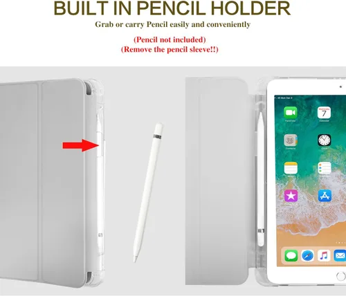 Vista 6 de Vimorco Funda para iPad de 5ª/6ª generación de 9.7 pulgadas 2017/2018, para iPad Air 1/2 2013/2014, soporte para lápiz, 2 soportes de visión