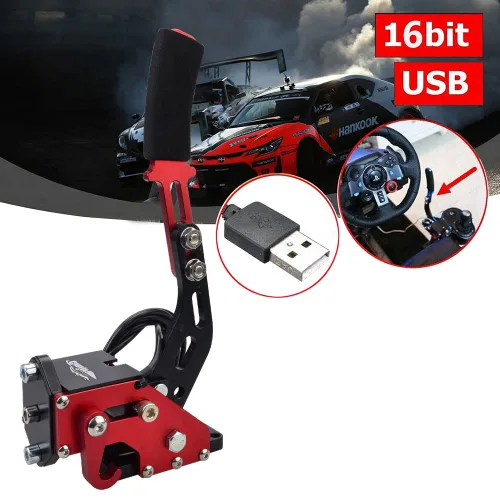 Vista 5 de CNRAQR PC Racing Game USB Handbrake for 16Bit SIM for Racing Games, Compatible with Logitech G27 G29 G920 G923 T500 T300 Simulate Linear Handbrake