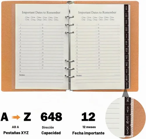 Vista 2 de Happyaokeland Libreta de direcciones rellenable con pestañas alfabéticas, libreta de teléfonos de tapa dura 648 libreta de contactos con bolsillos
