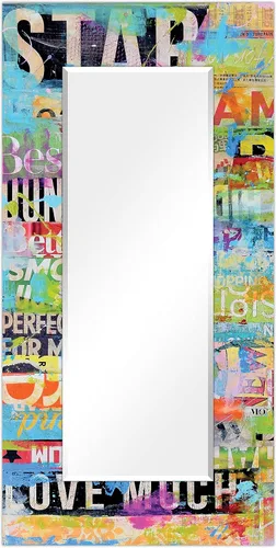 Vista 15 de Empire Art Direct Espejo de pared rectangular biselado en blanco y negro con vidrio templado impreso abstracto, tocador, espejo de baño, listo