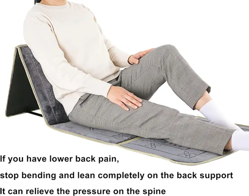 Vista 3 de Alfombra de oración con soporte para la espalda, silla plegable de meditación (gris)