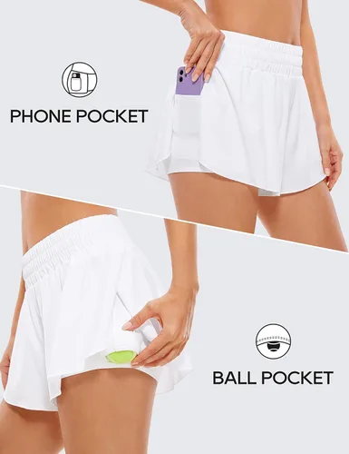Vista 3 de CRZ YOGA 2 in 1 Flowy Running Shorts for Women High Waisted Quick Dry Athletic Gym Lounge Workout Shorts Cute Tennis Skirts