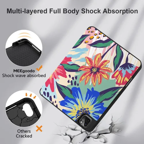 Vista 9 de MEEgoodo para iPad Pro M2 12.9 Funda 6ª/5ª/4ª/3ª Generación 2022 2021 2020 2018 con Soporte para Lápiz, Funda para Tablet con Parte Trasera de TPU