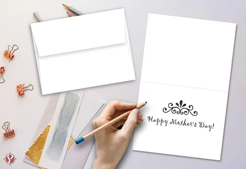 Vista 4 de Juego de tarjetas de felicitación, cartulina blanca en blanco de 4.5 x 6 pulgadas, ideal para negocios, vacaciones, invitaciones de boda