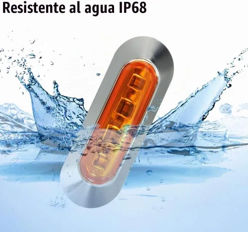Vista 4 de ALFU 10 luces LED ámbar DC12V-24V 4 LED indicadoras de marcador lateral lámpara delantera trasera luz interior con bisel cromado universal