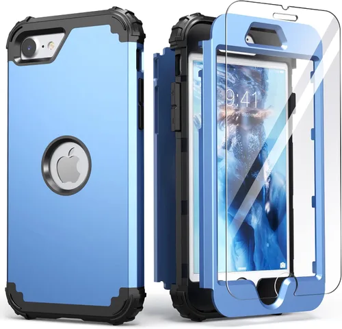 Vista 34 de IDweel Funda para iPhone SE 2020 con protector de pantalla, para iPhone SE 2022, 3 en 1, absorción de golpes, ajuste delgado, cubierta