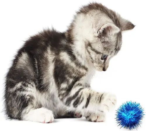Vista 5 de Pelota de juguete favorita de 1.8 pulgadas de colores surtidos para gatitos ejercicio y múltiples gatos jugar y perseguir, 100 unidades Pelotas