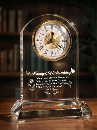 Vista 9 de DEEWISH Reloj de escritorio de cuarzo para regalo de 50 cumpleaños, elegante decoración de bendición para el hogar para padres, abuelos, amigos