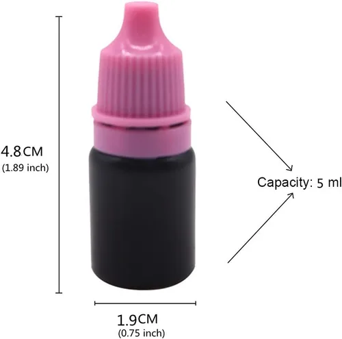 Vista 2 de Snadulor 60 botellas vacías de plástico negro con gotero exprimible de 0.2 fl oz con tapa protectora, botella de gotas para los ojos (tapa verde)