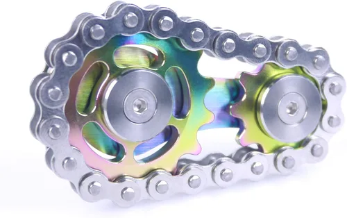 Vista 8 de Fidget Spinner, eslabón de cadena de bicicleta Spinner diseño 2 engranajes Figity Spin Finger Games, mecánica duradera de acero inoxidable