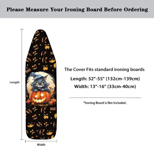 Vista 6 de UNICEU Funda de tabla de planchar elástica de 13 x 52 pulgadas con bordes elásticos, cubierta de tabla de hierro resistente a la quema de Halloween