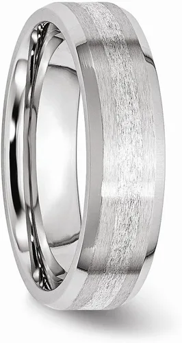 Vista 4 de Anillo de plata de ley 925 con incrustaciones de cobalto macizo, borde biselado de 0.236in, acabado mate cepillado