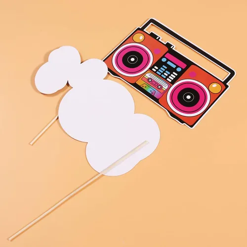 Vista 9 de LUOEM 21 piezas de accesorios para cabina de fotos de los años 80, divertidos accesorios de fotos para fiesta de cumpleaños con palos de madera