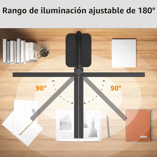 Vista 7 de Lámpara de escritorio LED para arquitecto, luz de tarea de doble cabeza Negro