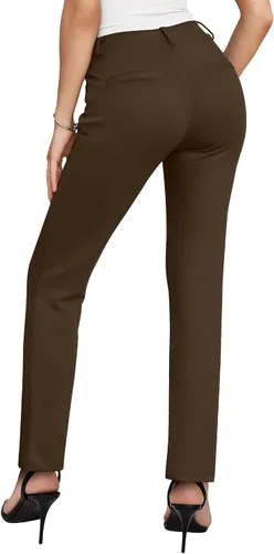 Vista 3 de siliteelon Pantalones de vestir para mujer, pantalones de trabajo para mujer, pantalones de vestir de cintura alta, pantalones de vestir para mujer
