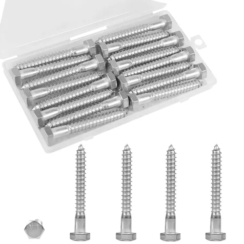 Vista 14 de 30 tornillos de retraso de cabeza hexagonal de 1/4 x 1 pulgada, pernos de acero inoxidable 304, tornillos de cabeza hexagonal para madera, tornillos