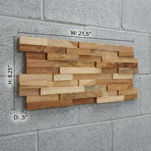 Vista 3 de Bare Decor EZ-Wall Mosaico 3D en madera maciza de teca, 1 baldosa de muestra, azulejos de acabado natural