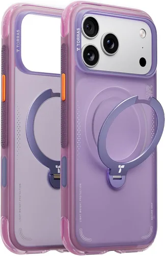 Vista 43 de TORRAS Ostand Q3 Air - Funda para iPhone 17 Pro con soporte magnético de 360°, compatible con MagSafe, probada contra caídas de grado mil, botón