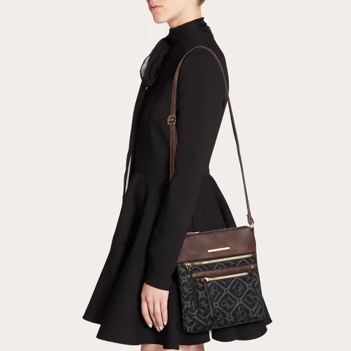 Vista 2 de Dasein Bolso cruzado para mujer, de cuero vegano, con múltiples bolsillos con cremallera
