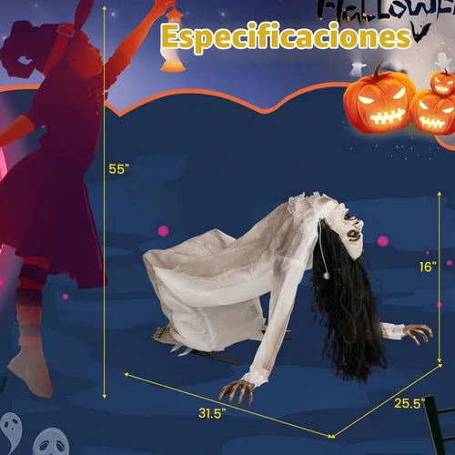 Vista 5 de Tangkula - Mujer animada de Halloween con ojos brillantes, tamaño real