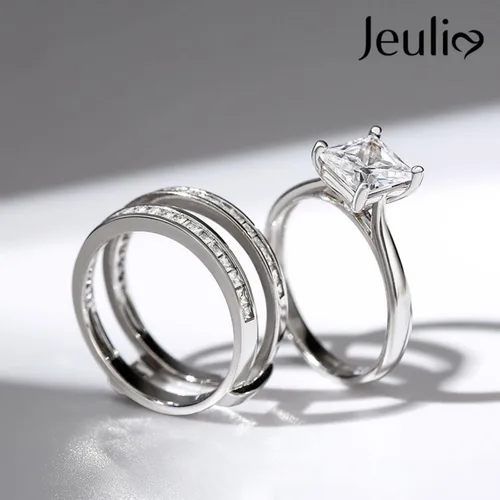 Vista 5 de Jeulia Anillo de compromiso de circonita cúbica grabada de 4.37 quilates para mujer, anillo de compromiso de diamantes para mujer, solitario