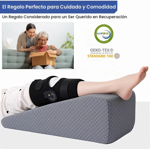 Vista 5 de HOMBYS Almohada de elevación de piernas para después de la cirugía, reemplazo y recuperación de rodilla, almohada de cuña para rodilla, cadera
