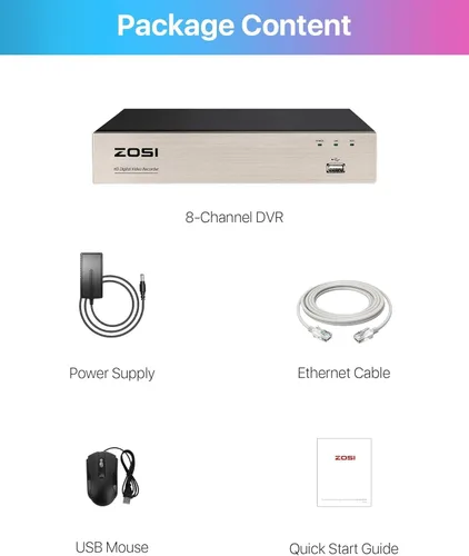 Vista 8 de ZOSI 5MP Lite 8 canales 4 en 1 HD TVI CCTV DVR, AI detección de seres humanos/vehículos, acceso remoto móvil, H.265+ 8CH 1080P grabadora de video