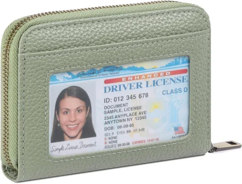 Vista 11 de SENDEFN Cartera de cuero para mujer, con bloqueo RFID, pequeñas carteras compactas, titular de la tarjeta de crédito con ventana de identificación