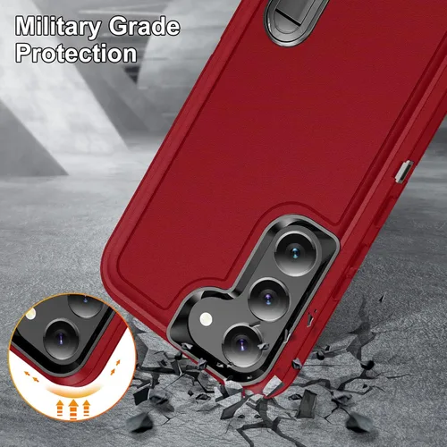 Vista 6 de BaHaHoues Funda para Samsung Galaxy S23+ Plus con soporte integrado, a prueba de golpes y caídas de grado militar para Galaxy S23 Plus (rojo/negro)
