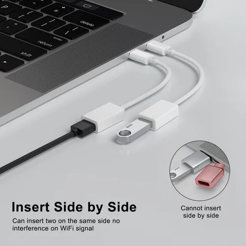 Vista 4 de Adaptador USB C a USB 3.0 (paquete de 2), USB C macho a USB hembra OTG cable Thunderbolt3 a USB adaptador compatible con MacBook Pro/Air, iPad Pro