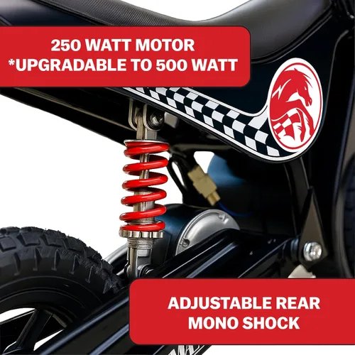 Vista 4 de Burromax TT250 Motocicleta de tierra eléctrica para niños, 250w 24v 7ah, 2 velocidades, hasta 14 mph, para ciclistas de hasta 150 lb, mini bicicleta