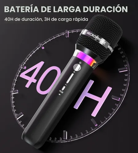 Vista 7 de Micrófono inalámbrico, micrófonos inalámbricos recargables con conexión de chip uno a uno y luces LED, duración de 40 horas, recepción de rango