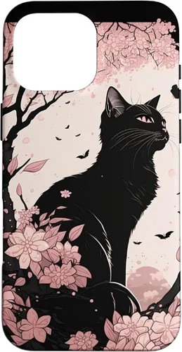 Vista 19 de Cute Pink Japanese Cherry Blossom Cat Aesthetic Case for iPhone 16