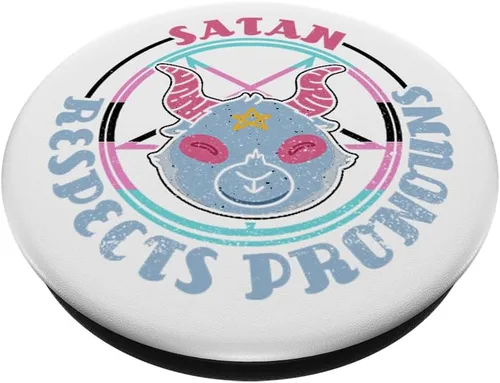Vista 2 de Satanás Pronombres de género LGBTQ Linda cabeza de cabra Oculto PopSockets intercambiables PopGrip