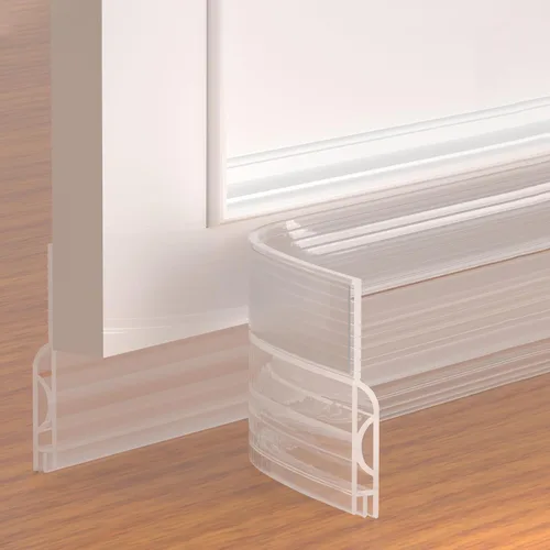 Vista 14 de Tope de corriente de puerta Pundin, barrido de puerta ajustable para la parte inferior de la puerta, sello de puerta inferior de silicona para Gris